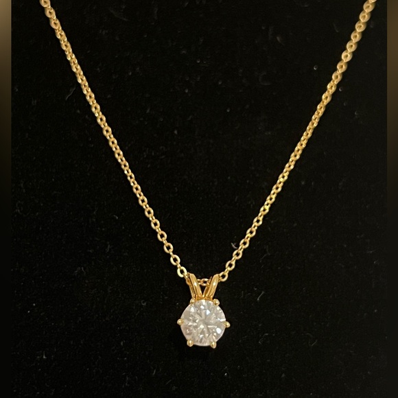 Certified 1 Ct  Moissanite Diamond Top Quality 18K Yellow Gold Pendant Necklace - Picture 3 of 14